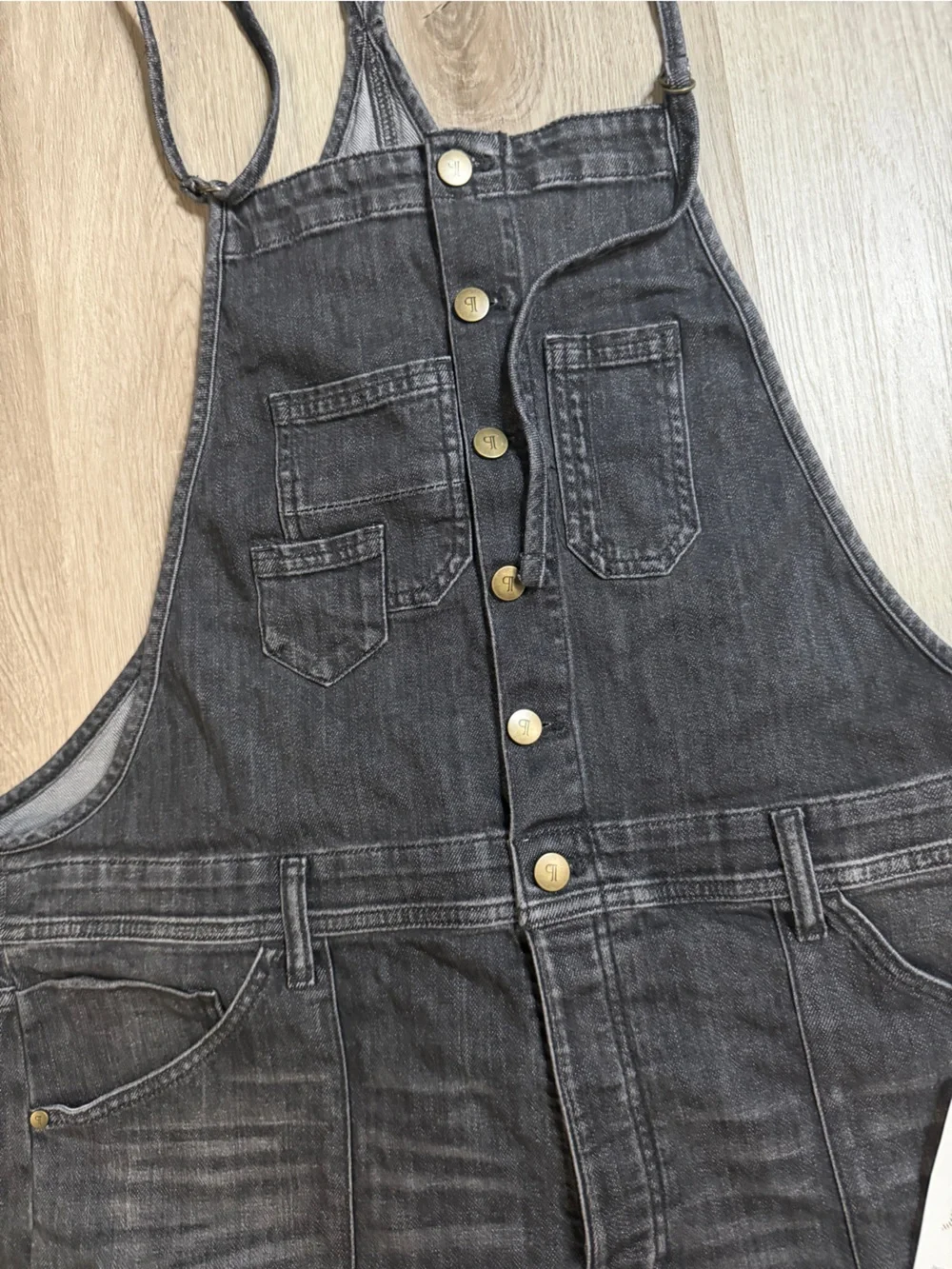 Pilcro Anthropology Black Denim Overall Jumpsuit with Button Front